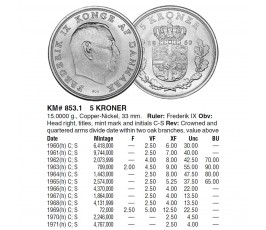 Дания 5 крон 1965 г. Дания 5 крон 1965 г.