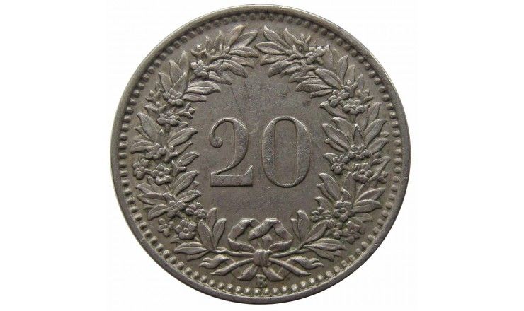 Швейцария 20 раппен 1953 г. Швейцария 20 раппен 1953 г.