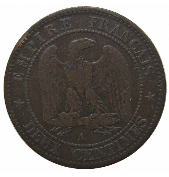 Франция 2 сантима 1855 г. A