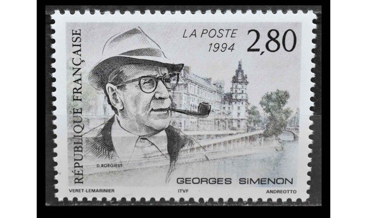 Франция 1994 г. "5-я годовщина смерти Жоржа Сименона"