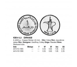 ОАЭ 1 дирхам 1998 (1419) г. ОАЭ 1 дирхам 1998 (1419) г.