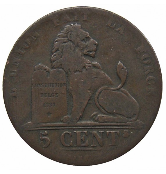 Бельгия 5 сантимов 1842 г. (Des Belges)