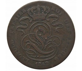 Бельгия 5 сантимов 1842 г. (Des Belges)