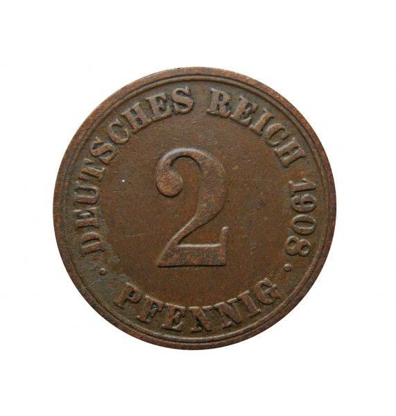 Германия 2 пфеннига 1908 г. A