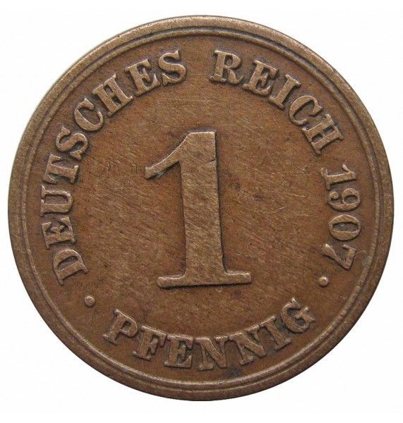Германия 1 пфенниг 1907 г. D Германия 1 пфенниг 1907 г. D