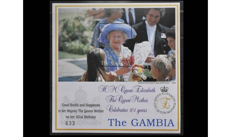 Гамбия 2001 г. "101-й день рождения королевы Елизаветы, королевы-матери" Гамбия 2001 г. "101-й день рождения королевы Елизаветы, королевы-матери"