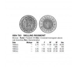 Дания 1 скиллинг 1856 г. Дания 1 скиллинг 1856 г.