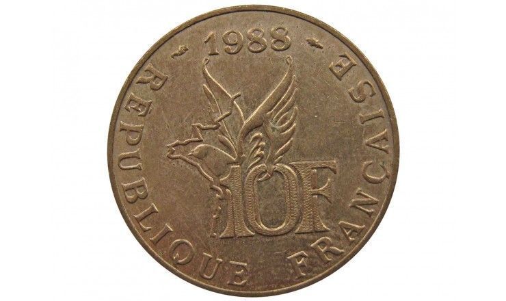 Франция 10 франков 1988 г. (100 лет со дня рождения Ролана Гарроса)