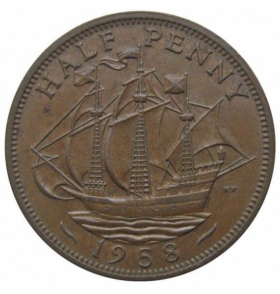 Великобритания 1/2 пенни 1958 г.