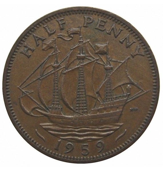 Великобритания 1/2 пенни 1959 г.
