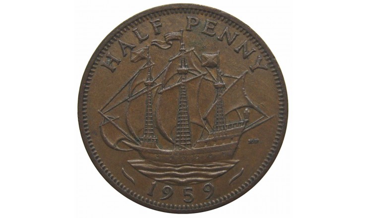 Великобритания 1/2 пенни 1959 г.