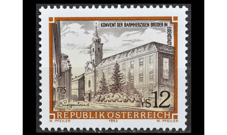 Австрия 1992 г. "Аббатство Братьев Милосердия, Айзенштадт"