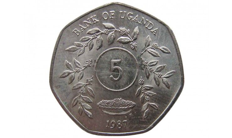 Уганда 5 шиллингов 1987 г.