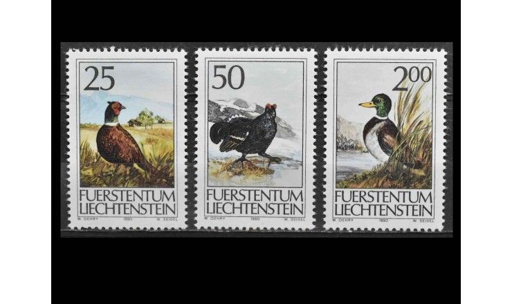 Лихтенштейн 1990 г. "Охота: Птицы"