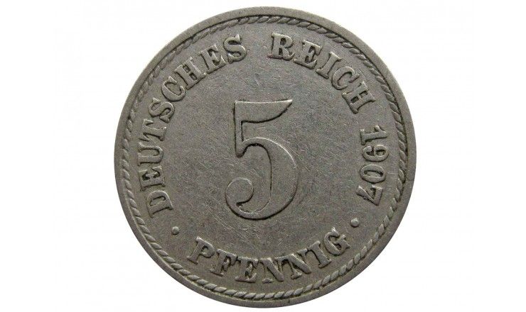 Германия 5 пфеннигов 1907 г. A