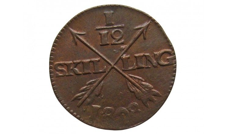 Швеция 1/12 скиллинга 1808 г.