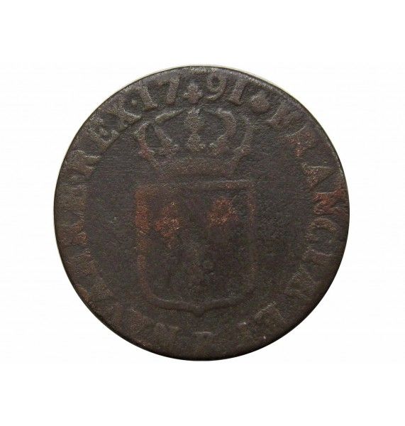 Франция 1 соль 1791 г. B