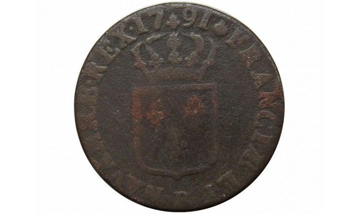 Франция 1 соль 1791 г. B