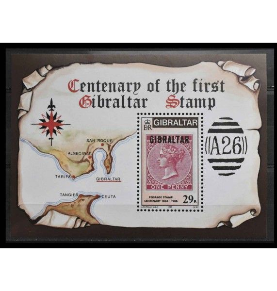Гибралтар 1986 г. "100 лет почтовым маркам Гибралтара"