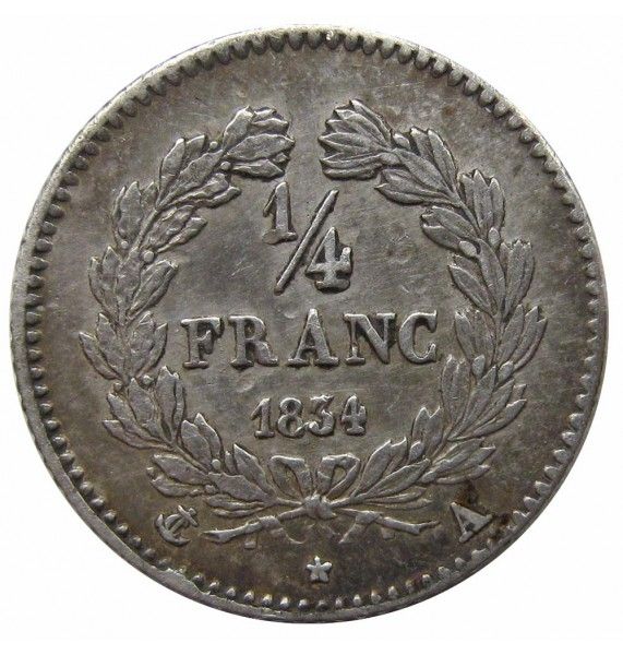Франция 1/4 франка 1834 г. А Франция 1/4 франка 1834 г. А