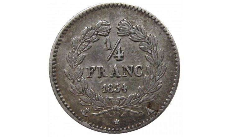 Франция 1/4 франка 1834 г. А