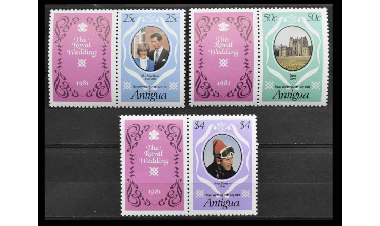 Антигуа 1981 г. "Свадьба принца Чарльза и леди Дианы Спенсер" (купоны) Антигуа 1981 г. "Свадьба принца Чарльза и леди Дианы Спенсер" (купоны)