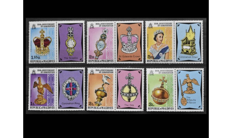 Мальдивы 1978 г. "25 лет коронации королевы Елизаветы II" (купоны)
