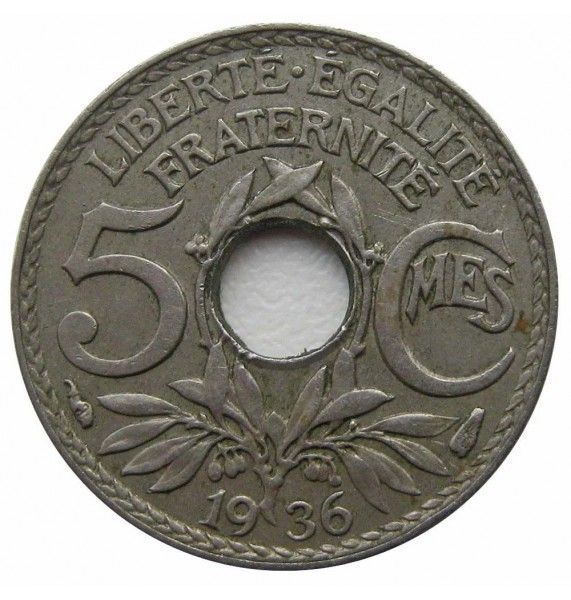 Франция 5 сантимов 1936 г.