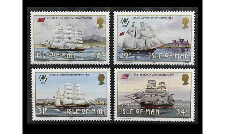 Остров Мэн 1988 г. "Парусные суда"