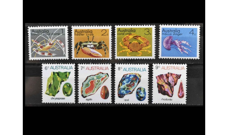 Австралия 1973 г. "Морские обитатели и драгоценные камни"