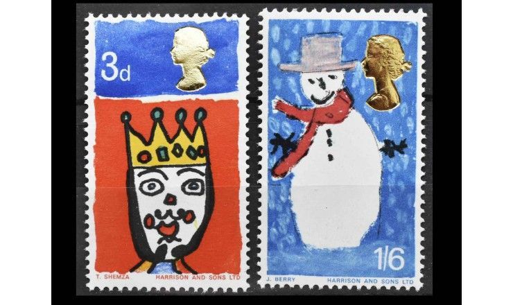 Великобритания 1966 г. "Рождество: детские рисунки"