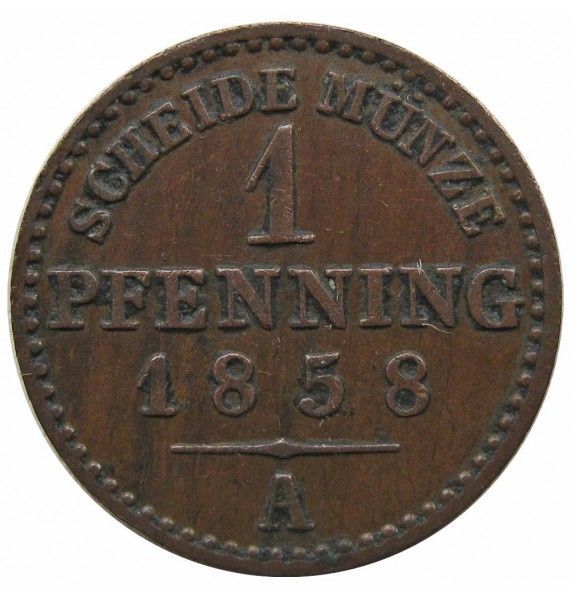 Пруссия 1 пфенниг 1858 г. A