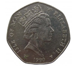 Остров Мэн 50 пенсов 1990 г. AA