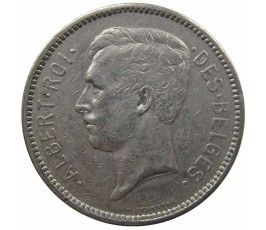 Бельгия 5 франков (1 бельга) 1933 г. (Des Belges)