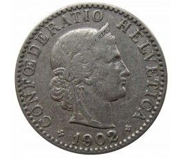 Швейцария 20 раппен 1902 г.