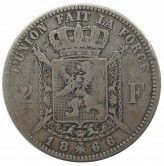 Бельгия 2 франка 1866 г. (Des Belges)