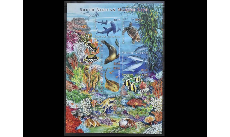 ЮАР 2001 г. "Морские животные" (самоклейки)