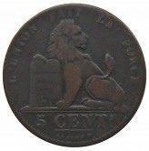 Бельгия 5 сантимов 1847 г. (Des Belges)