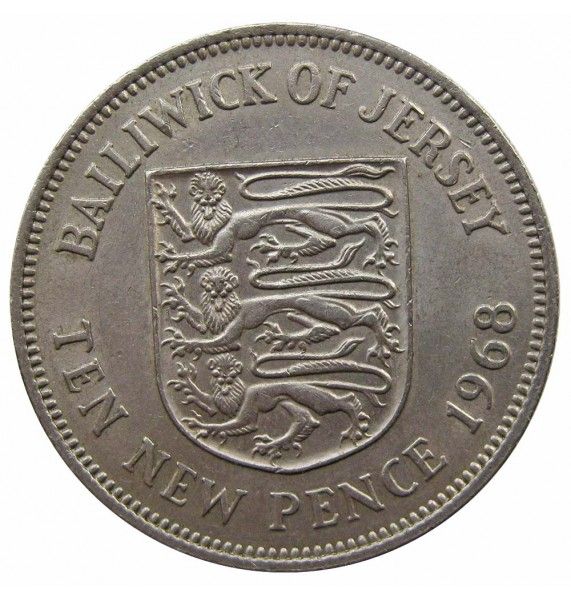 Джерси 10 новых пенсов 1968 г. Джерси 10 новых пенсов 1968 г.
