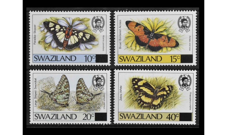 Свазиленд 1990 г. "Бабочки" (надпечатка)