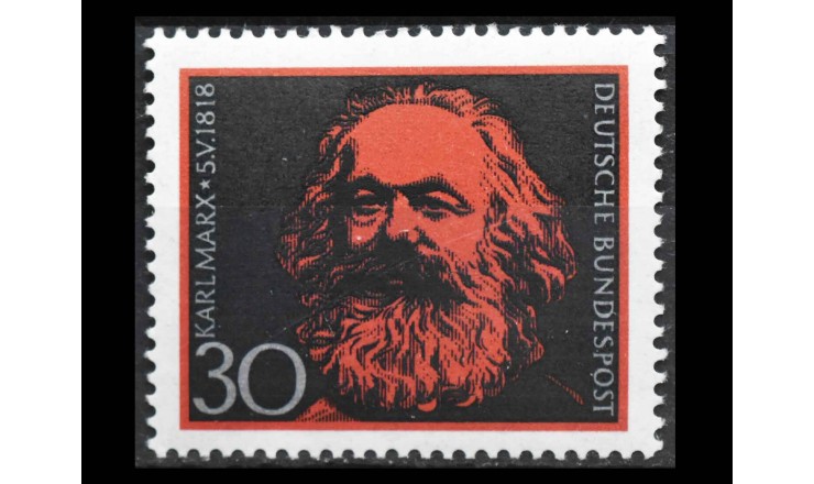 ФРГ 1968 г. "150-летие со дня рождения Карла Маркса"