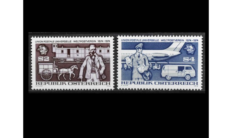 Австрия 1974 г. "Всемирный почтовый союз (U.P.U.), столетний юбилей"