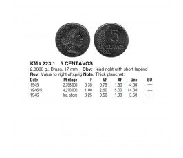 Перу 5 сентаво 1946 г.