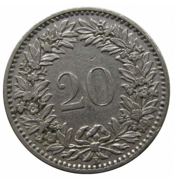 Швейцария 20 раппен 1909 г.