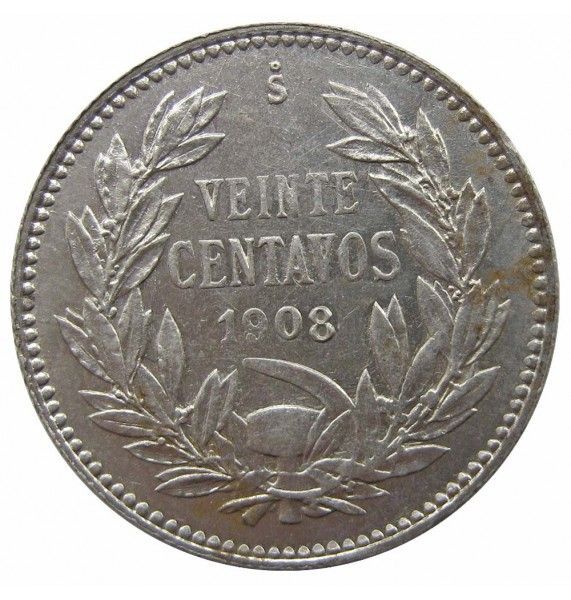Чили 20 сентаво 1908 г.