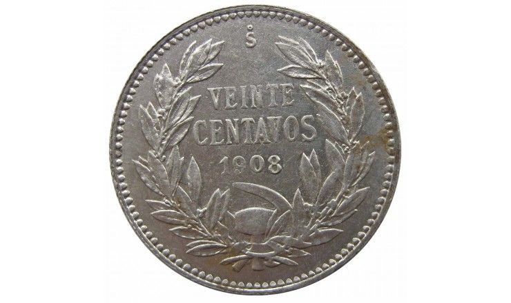 Чили 20 сентаво 1908 г. Чили 20 сентаво 1908 г.