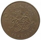 Монако 10 франков 1974 г. (25 лет правления князя Ренье III)