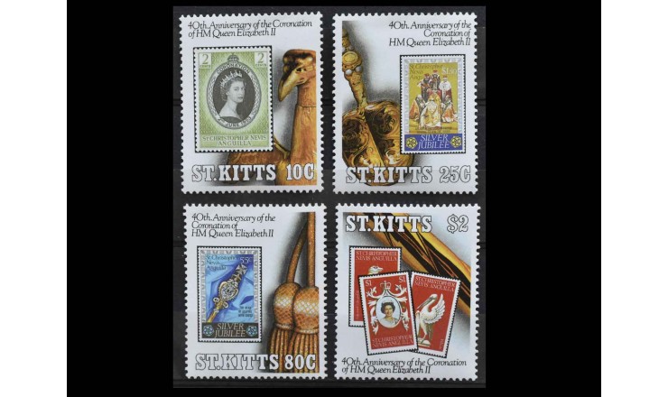 Сент-Китс 1993 г. "40-я годовщина коронации королевы Елизаветы II"