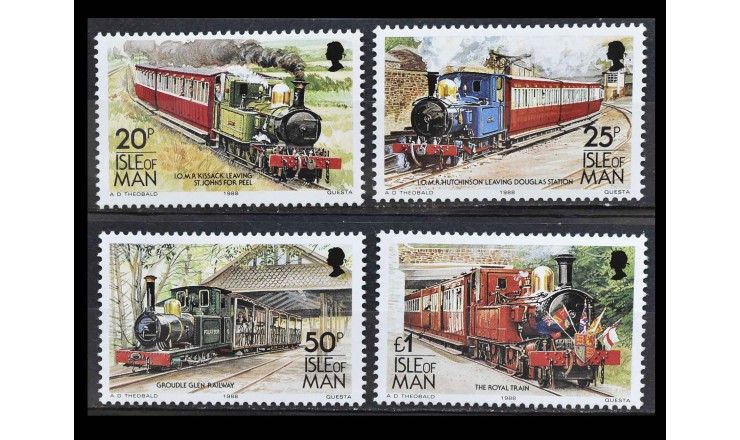 Остров Мэн 1988 г. "Поезда и трамваи"