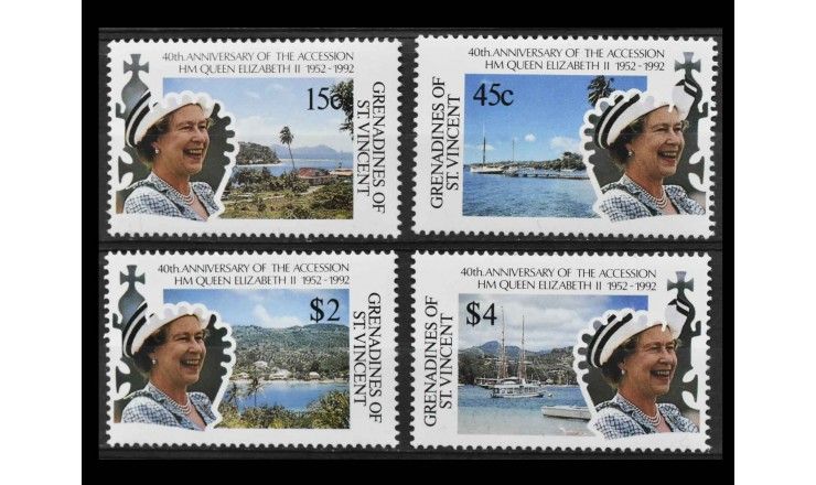 Гренадины и Сент Винсент 1992 г. "40-я годовщина восшествия на престол королевы Елизаветы II" Гренадины и Сент Винсент 1992 г. "40-я годовщина восшествия на престол королевы Елизаветы II"